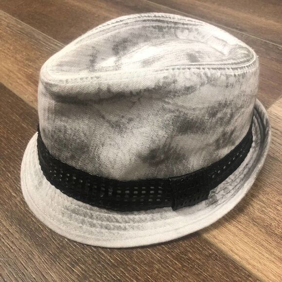 VINTAGE Y2K 2000s Cremieux Acid Wash Gray Fedora Mens Hat - L / XL 22.25" - Picture 1 of 6
